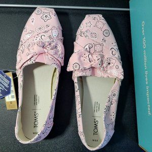 TOMS Women's Alpargata Bow Tie Slip On Flats Casual, Size: 9.5, Color: Pink